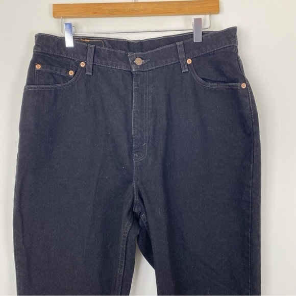 VINTAGE 90s LEVI’S 521 Tapered Fit Tapered Leg Black High Waisted Mom Jeans 18 - Picture 6 of 9